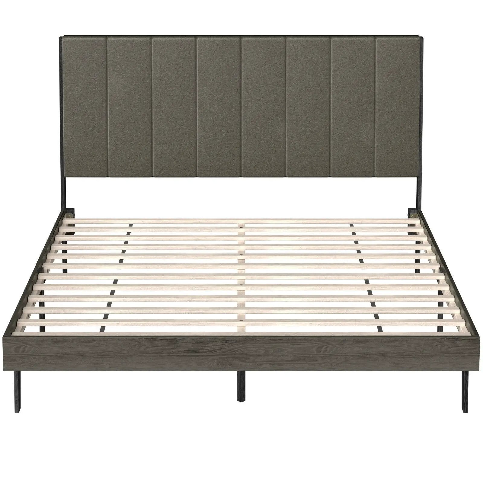 Queen Size Upholstered Bed Frame with Tufted Headboard by DirectDeals
