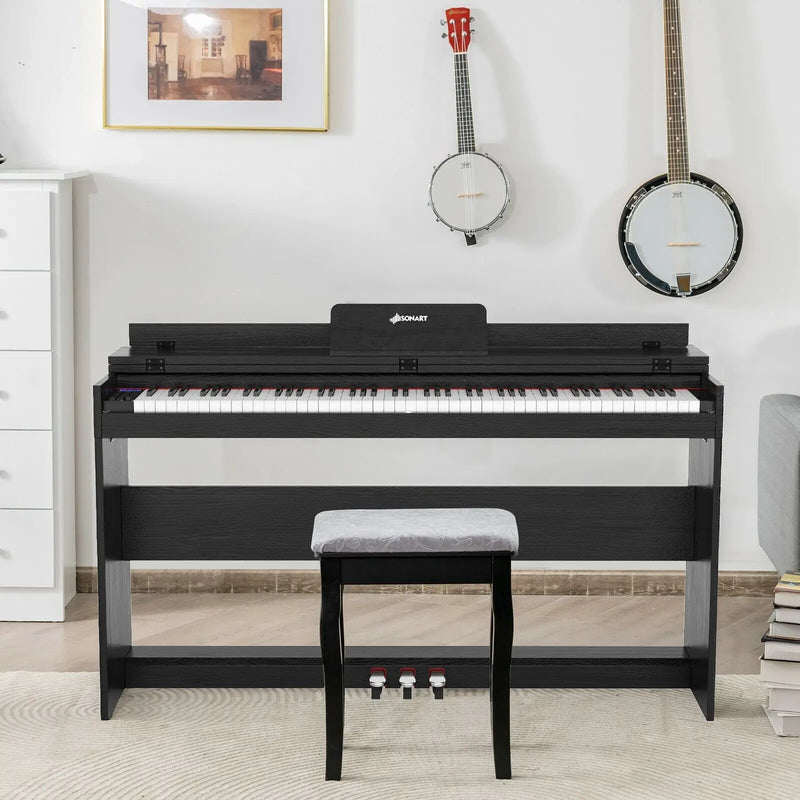88 Key Full Size Electric Piano Keyboard with Stand 3 Pedals MIDI Function by DirectDeals