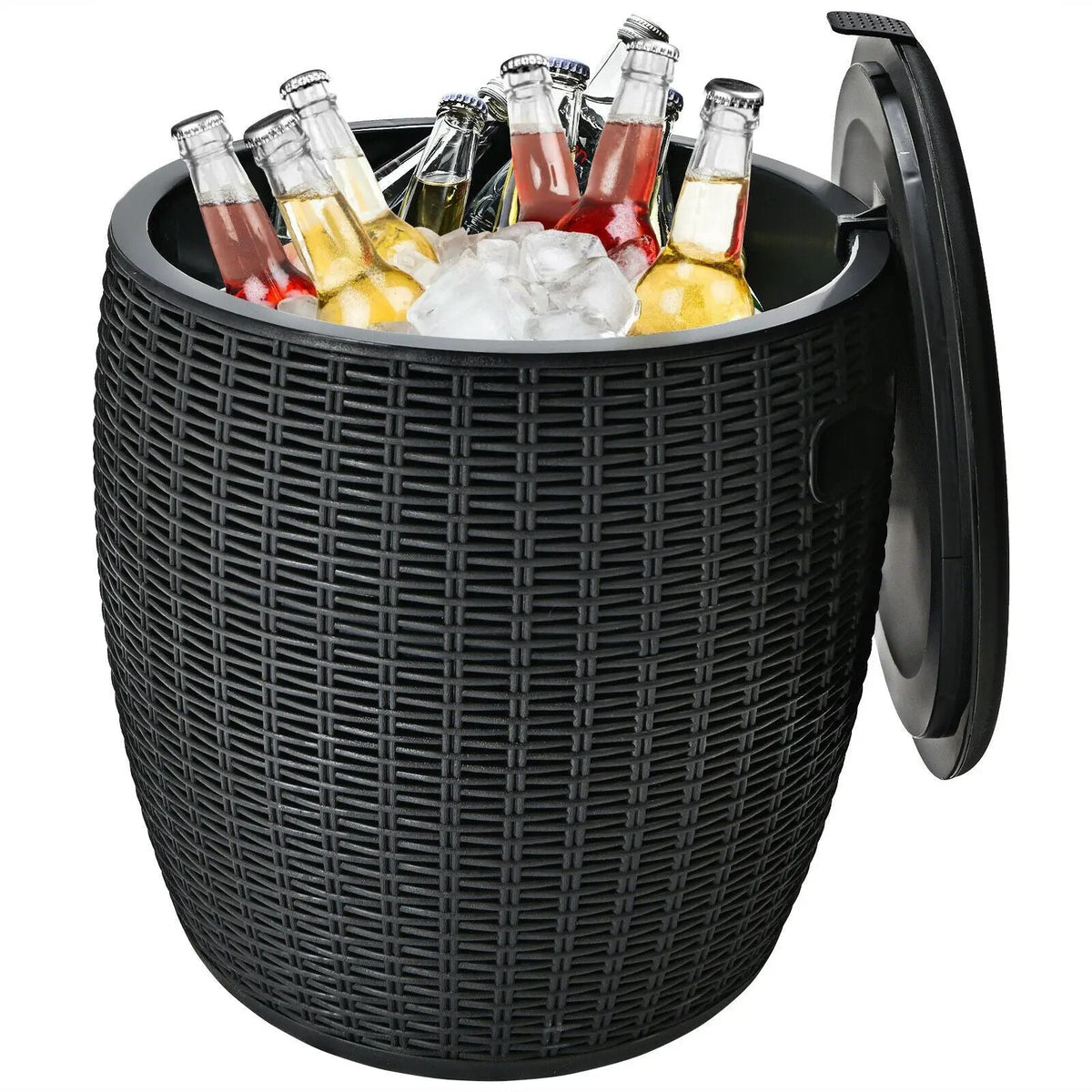 9.5 Gallon 4-in-1 Patio Rattan Cool Bar Cocktail Table Side Table, photo 4 of 7