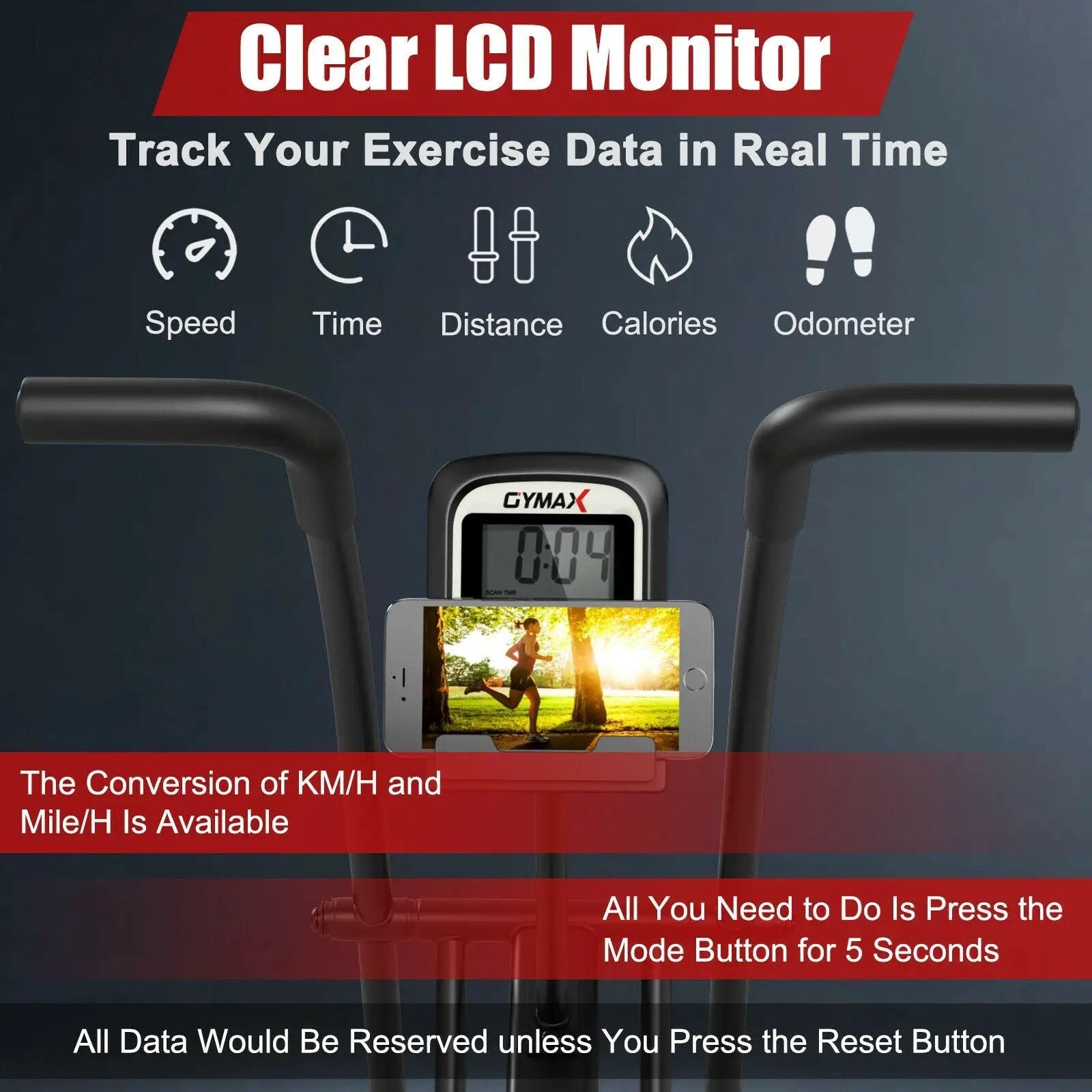 Upright Air Bike with Unlimited Resistance-Black by DirectDeals