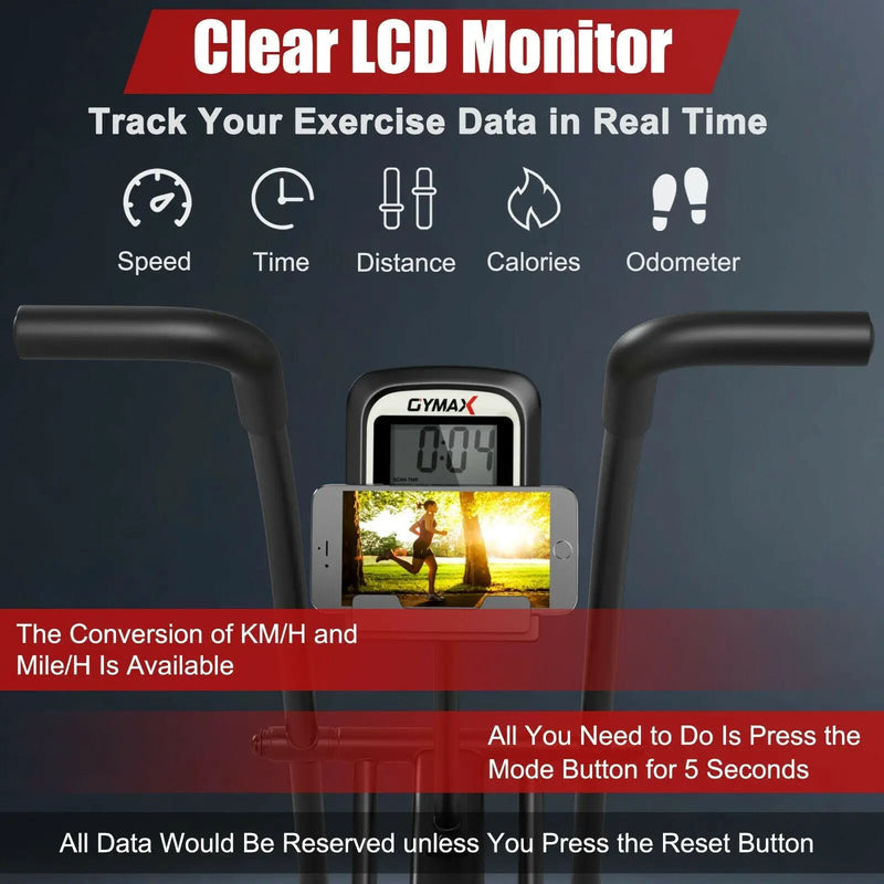 Upright Air Bike with Unlimited Resistance-Black by DirectDeals
