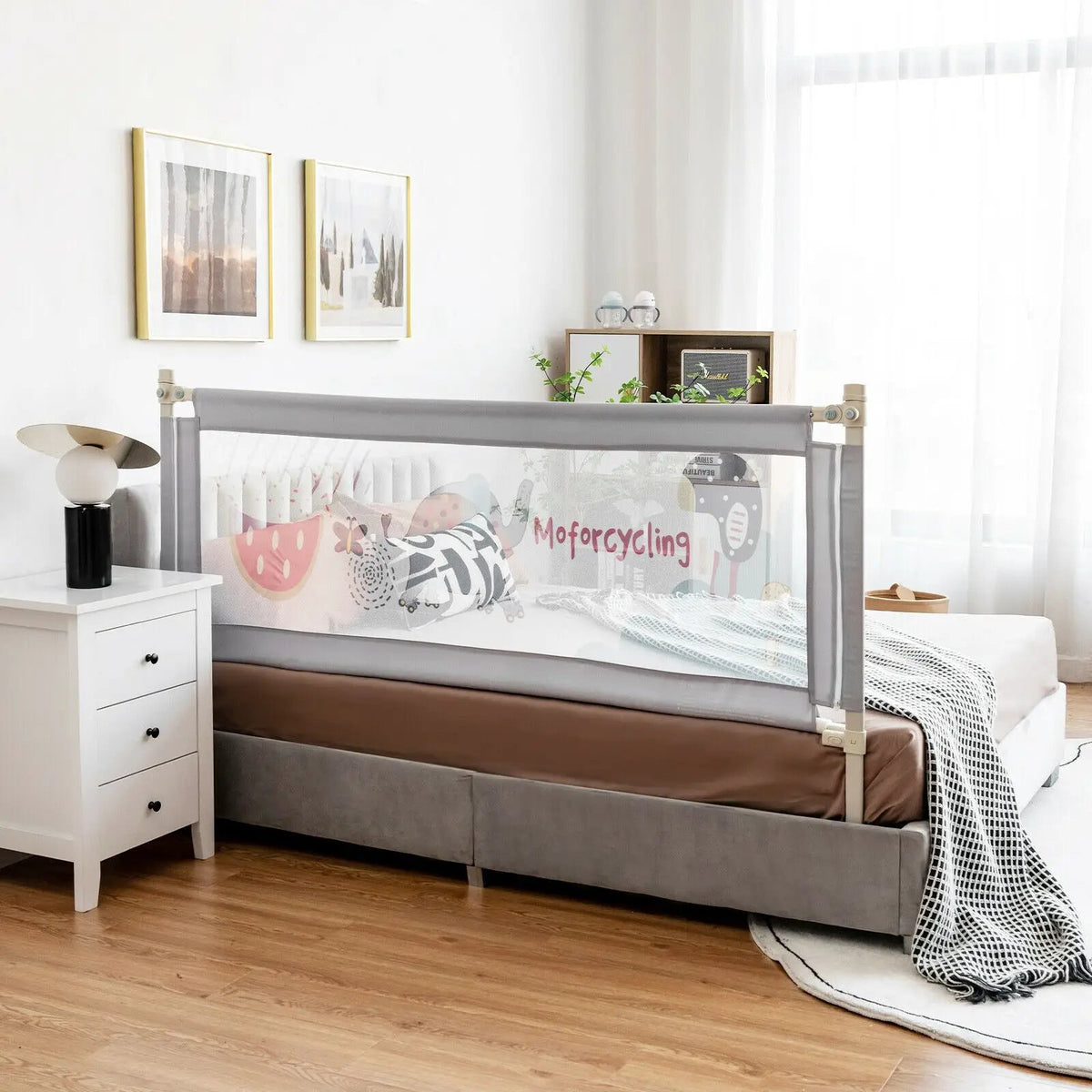 69 Inch Toddlers Vertical Lifting Baby Bedrail Guard with Lock, photo 6 of 16