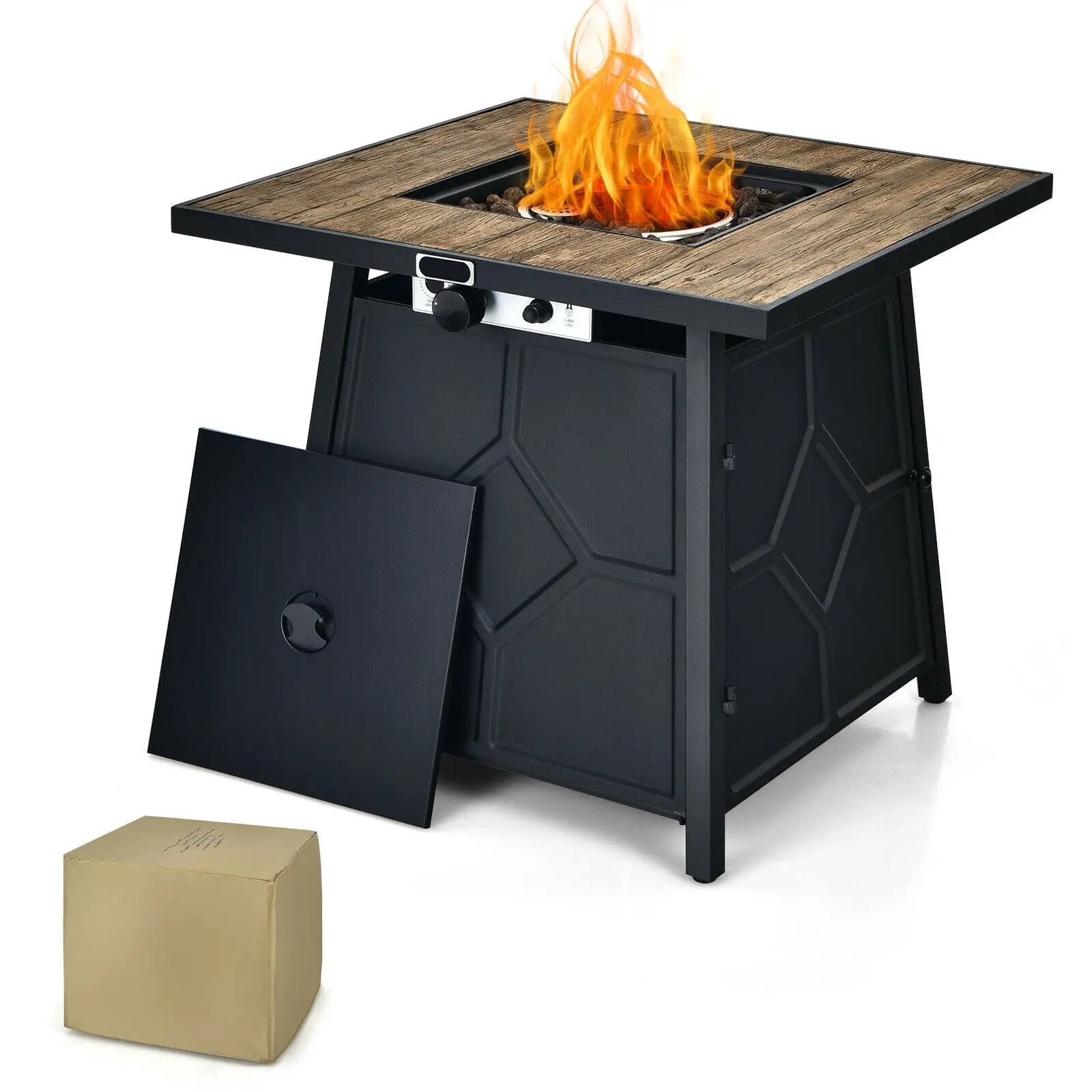 40 000 BTU 28 Inches Propane Gas Fire Pit Table With Cover by DirectDeals