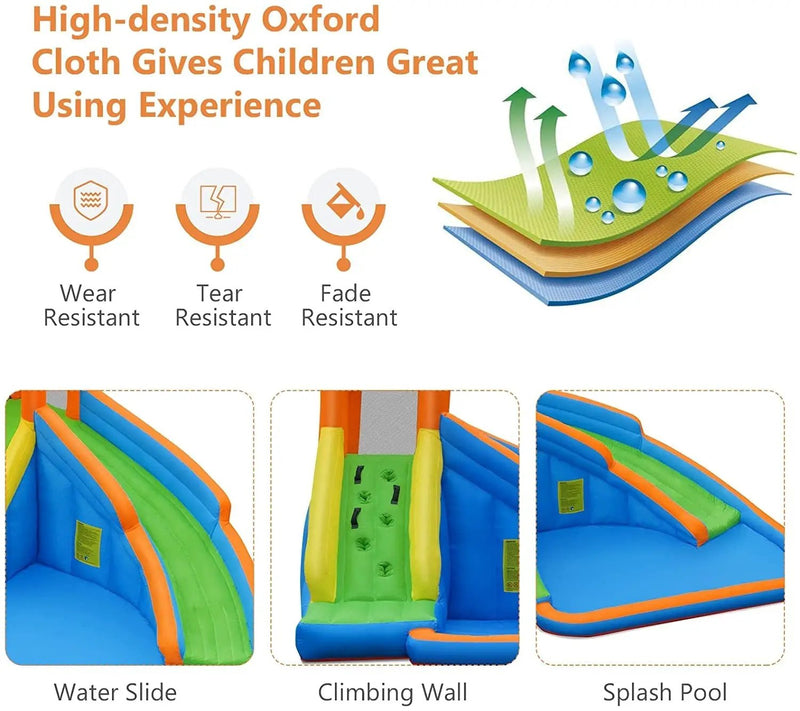 Kids Inflatable Water Slide Bouncing House with Carrying Bag and 480W Blower by DirectDeals