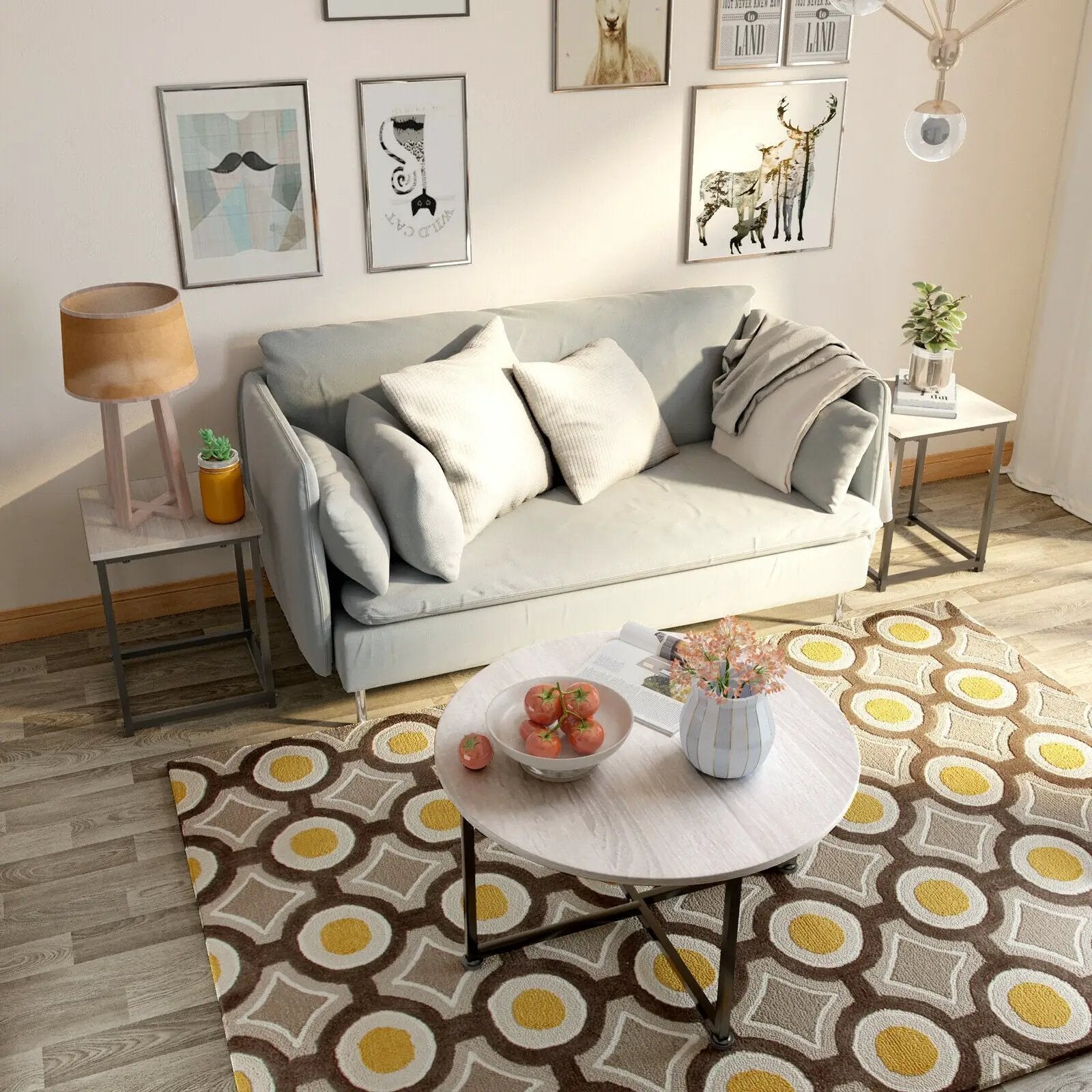 3-Piece Modern Faux Marble Coffee Table Set for Living Room by DirectDeals