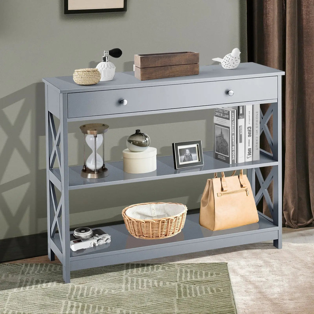 Console Table 3-Tier with Drawer and Storage Shelves, photo 34 of 48