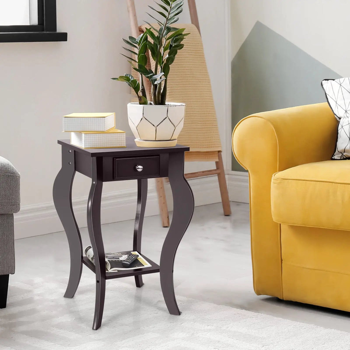 2-Tier End Table with Drawer and Shelf for Living Room Bedroom, photo 2 of 24