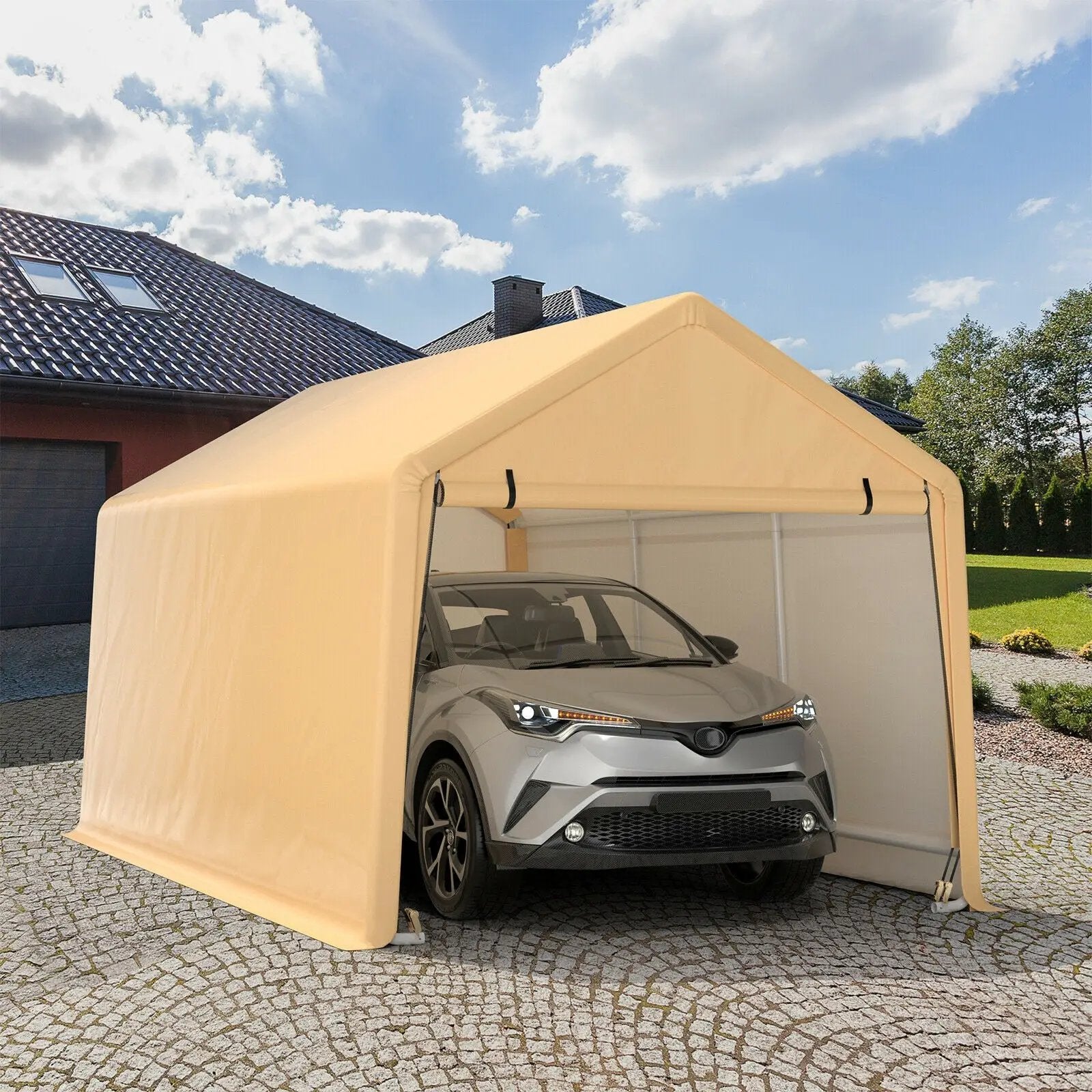 9 x 17 Feet Heavy Duty Carport Canopy-Yellow by DirectDeals