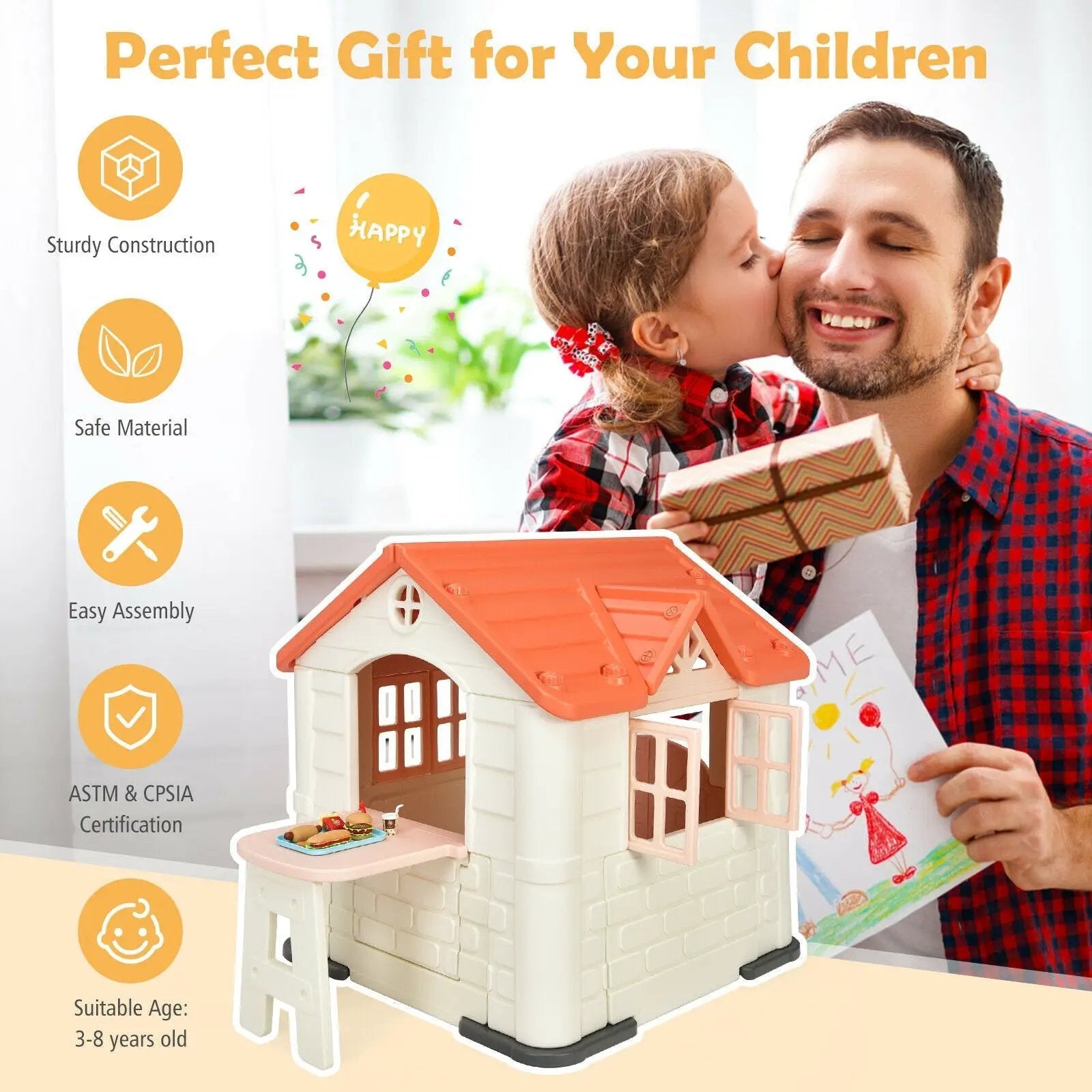 Kid’s Playhouse Pretend Toy House For Boys and Girls 7 Pieces Toy Set by DirectDeals