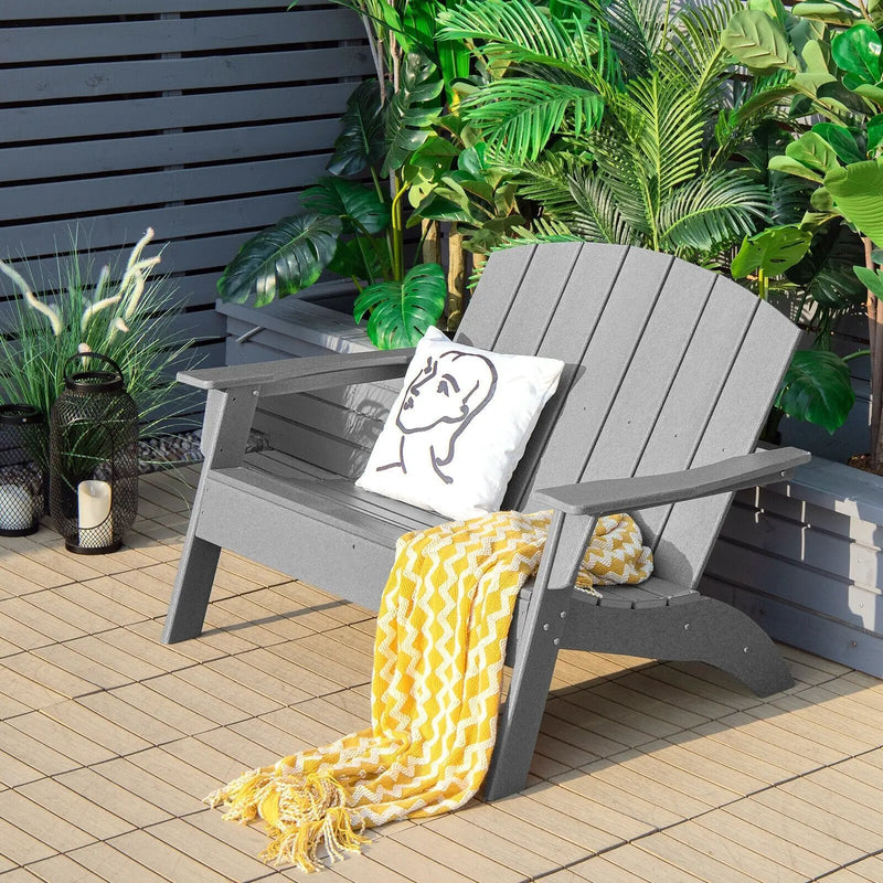 HDPE Patio Adirondack Chair for Porch Garden Backyard-Gray by DirectDeals