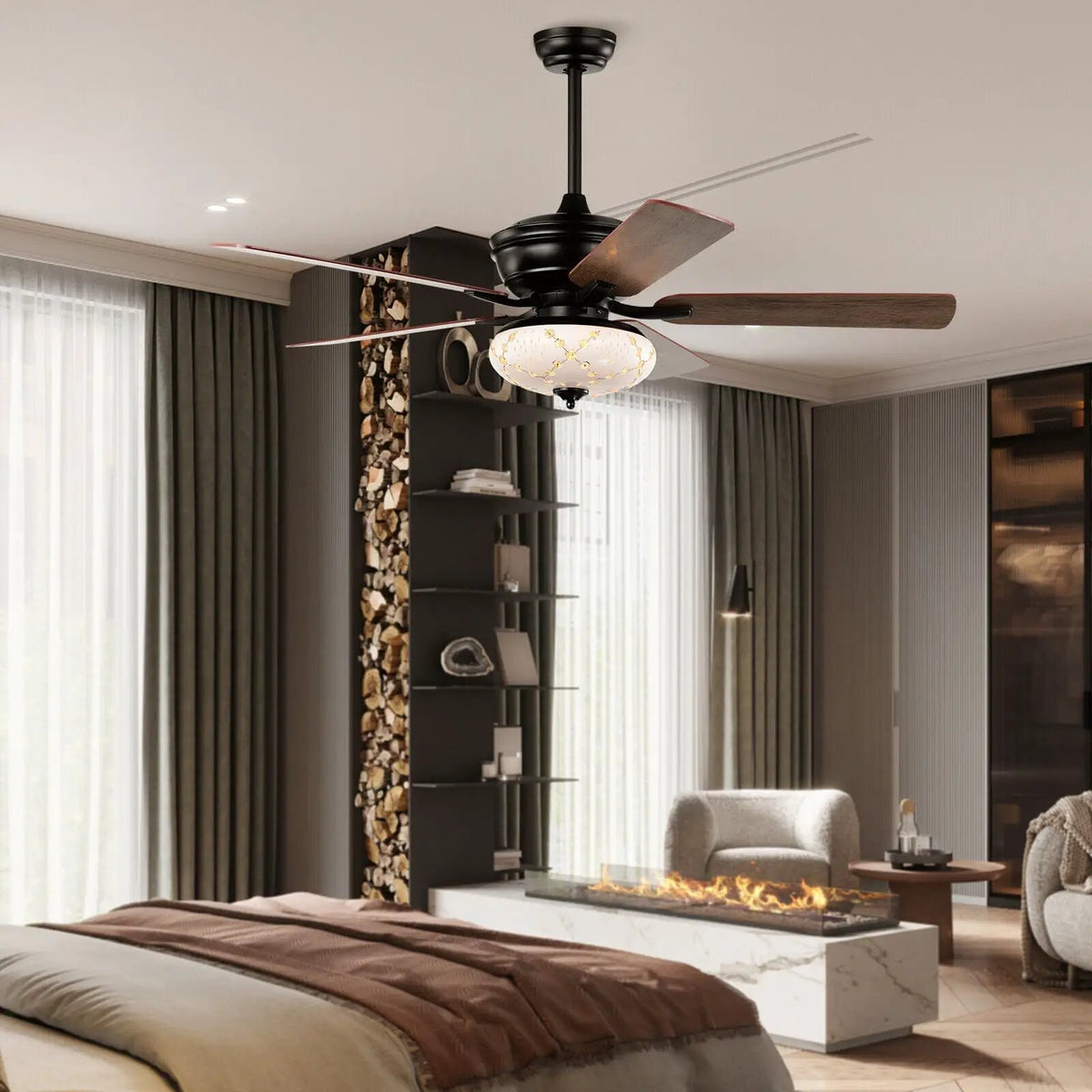 52 Inch Ceiling Fan with 3 Wind Speeds and 5 Reversible Blades, photo 6 of 9