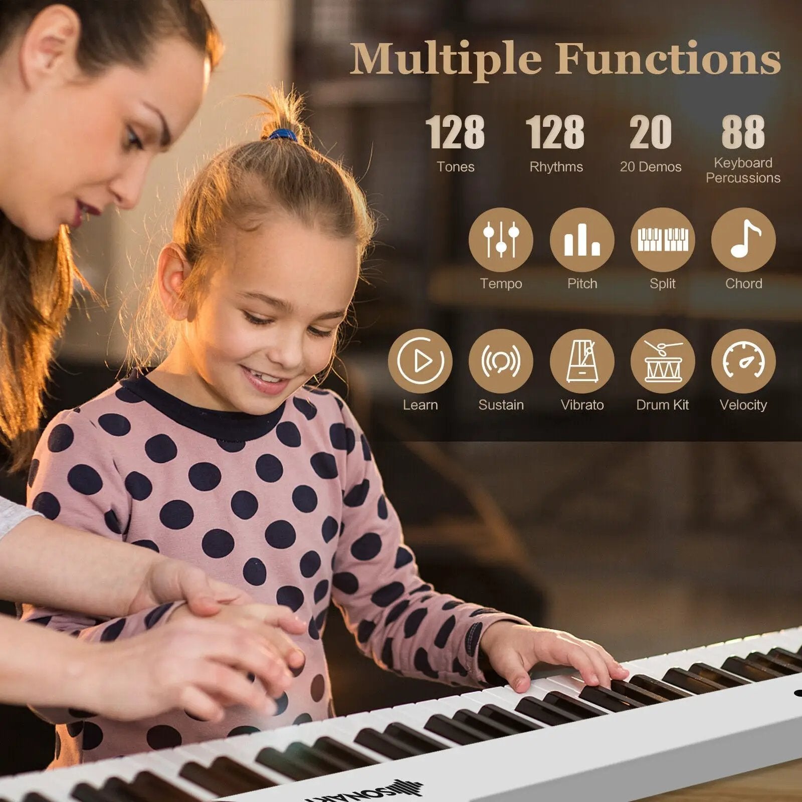 88-Key Folding Electric Lighted Piano Full-Size Portable Keyboard MIDI by DirectDeals