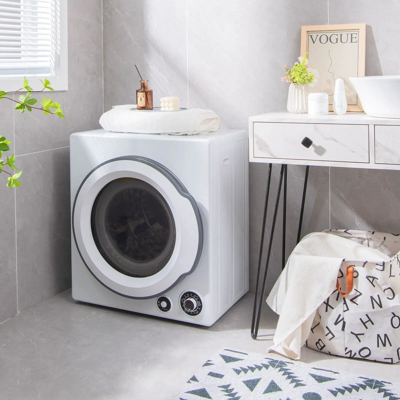 Compact Electric Tumble Laundry Dryer with Stainless Steel Tub-White by DirectDeals