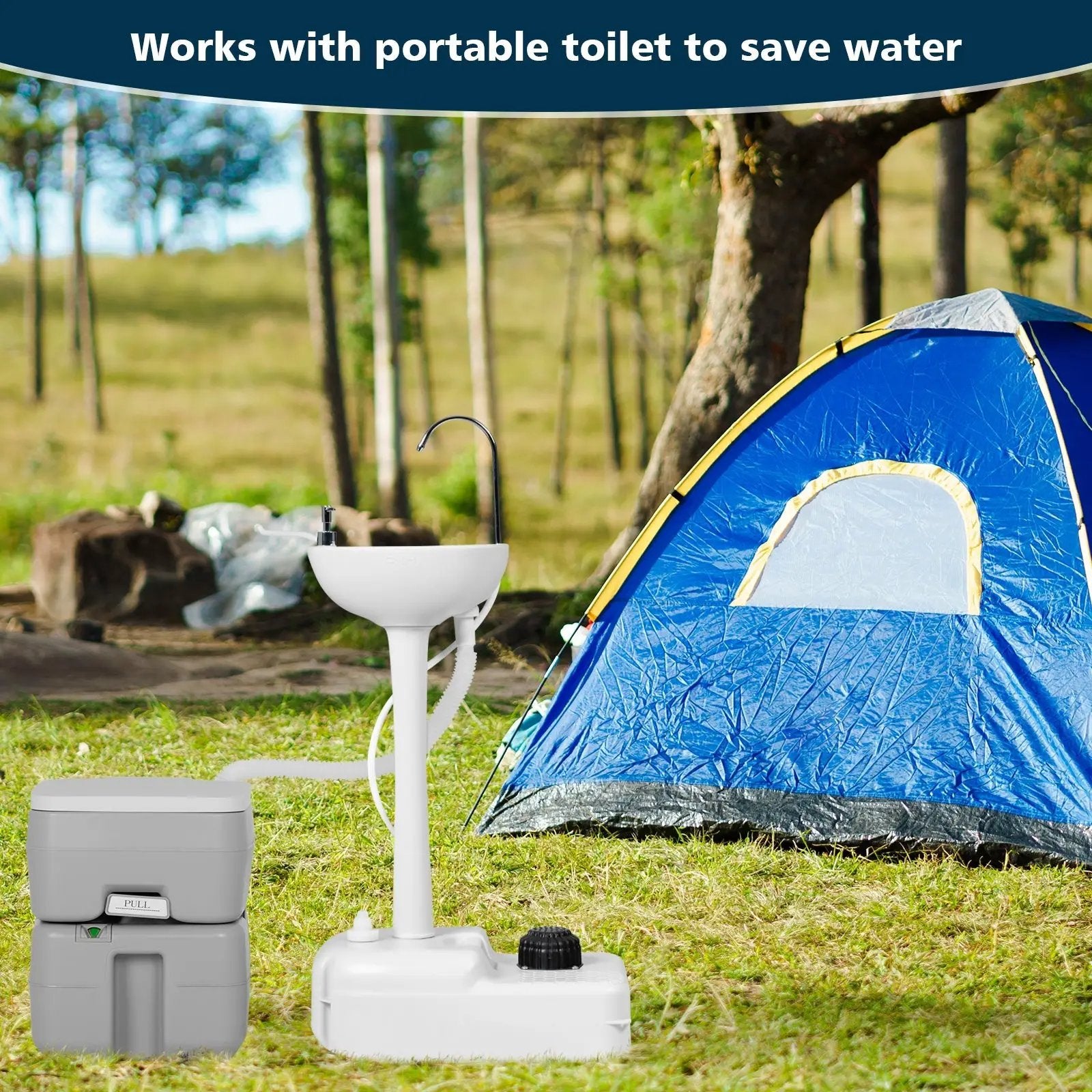 Camping Hand Wash Station Basin Stand with 4.5 Gallon Tank by DirectDeals