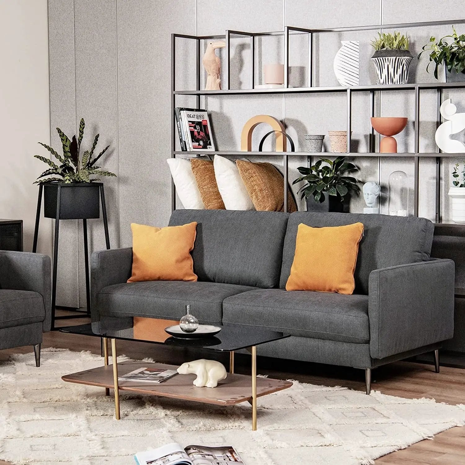 Modern Loveseat with Comfy Backrest Cushions by DirectDeals