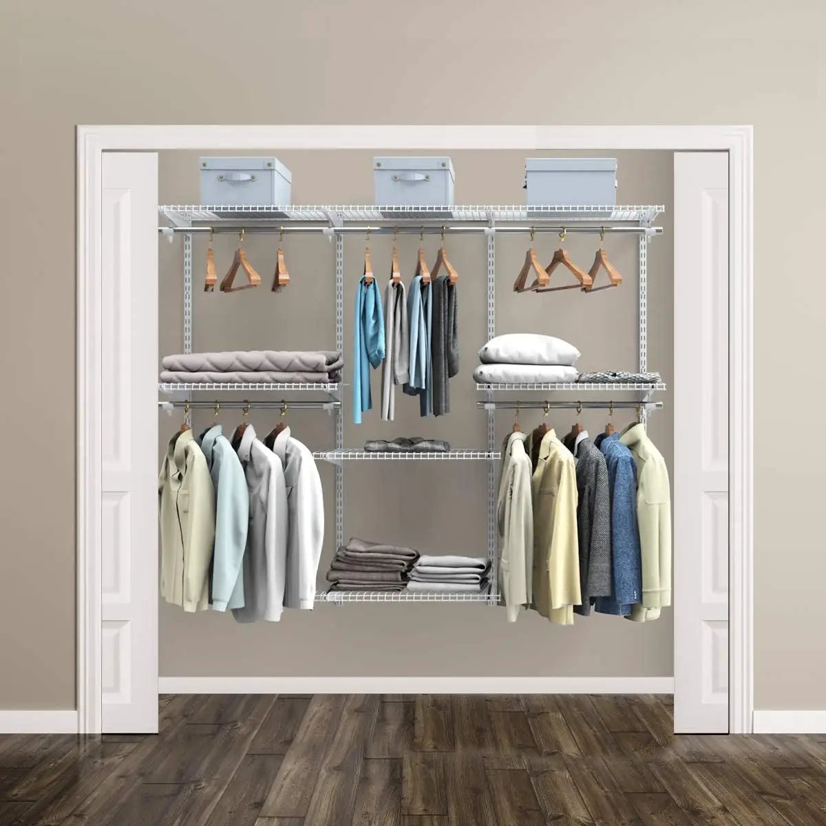 Adjustable Wall Mounted Closet Rack System with Shelf by DirectDeals