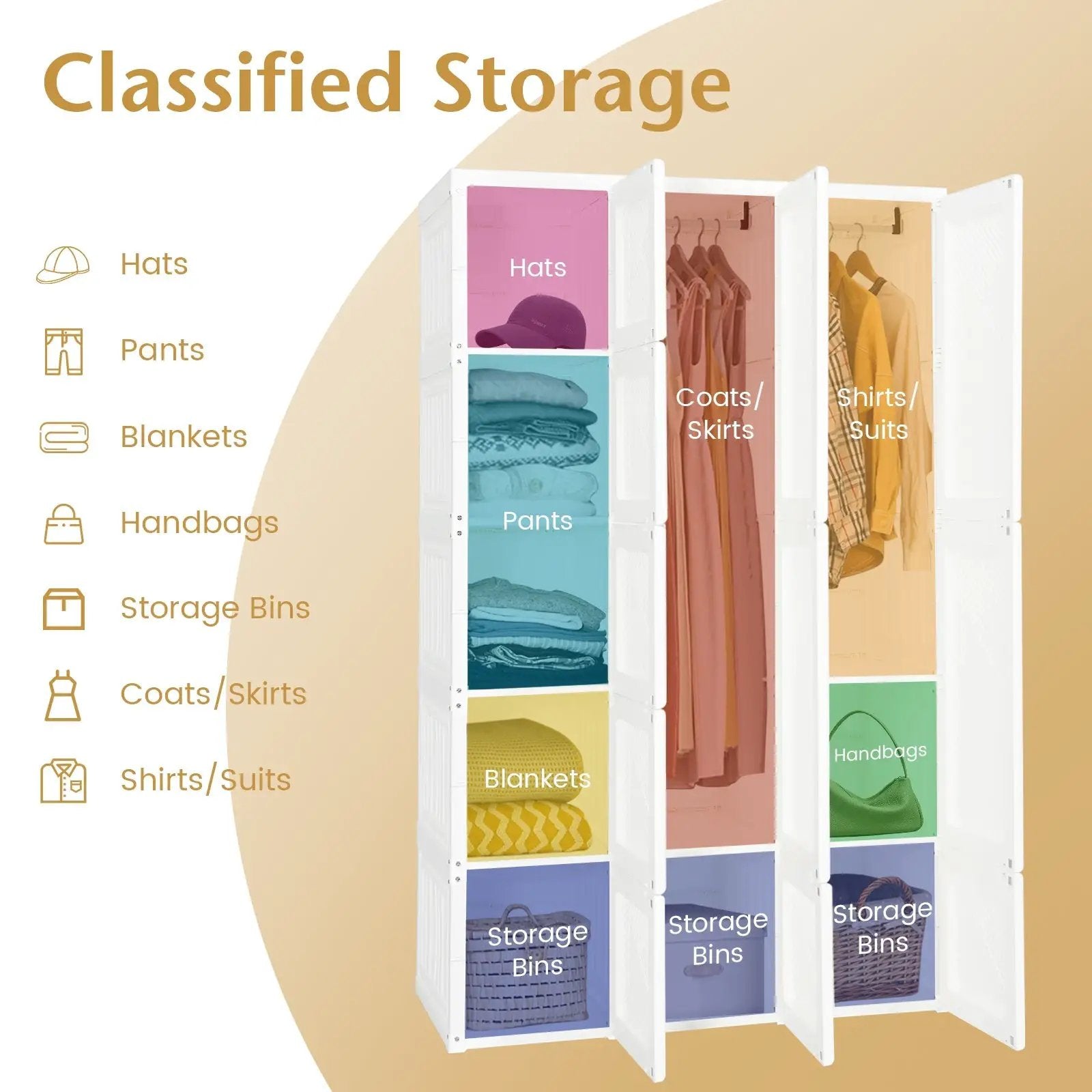 Foldable Armoire Wardrobe Closet with 10 Cubes by DirectDeals