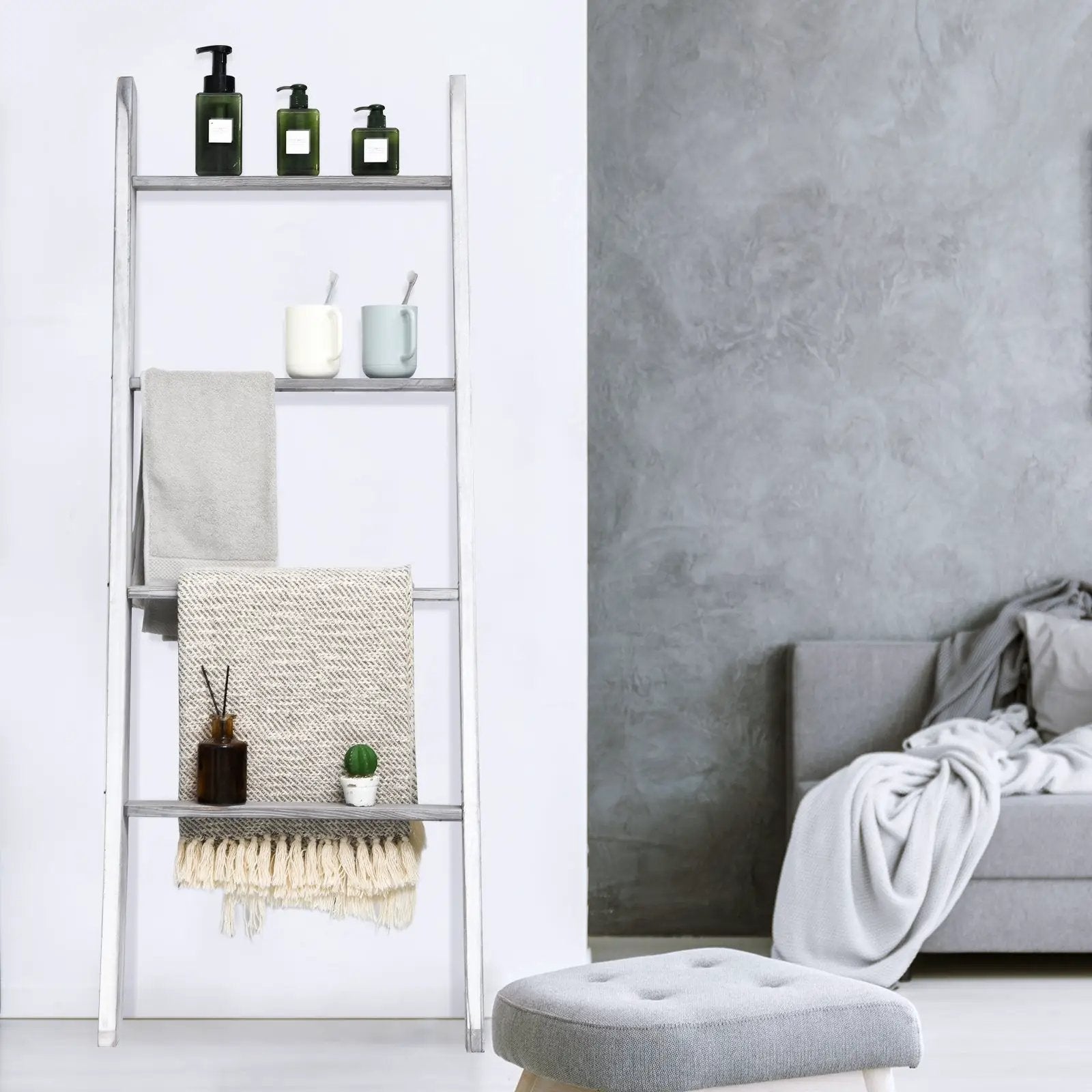 4-Tier Wall Leaning Ladder Shelf Stand by DirectDeals