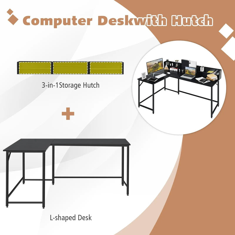 5.5 Inch L-shaped Computer Desk with Bookshelf by DirectDeals