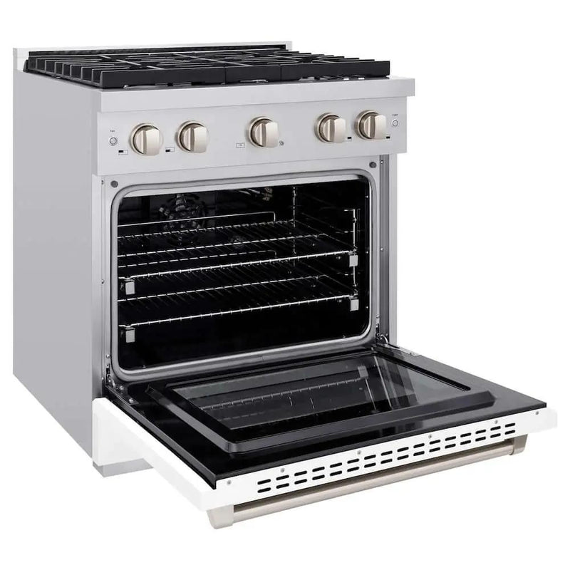 ZLINE 30 In. Gas Range, Stainless Steel, White Matte, SGR-WM-30 by Farmhouse Kitchen and Bath