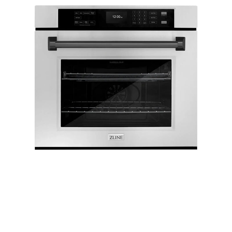 ZLINE 30" Autograph Edition Professional True Convection Single Wall Oven, Air Fry, Self Clean, Stainless Steel, Matte Black WASZ-30-MB by Farmhouse Kitchen and Bath