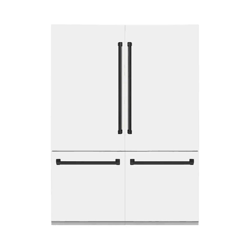 ZLINE 60" Autograph Edition French Door Refrigerator, Internal Water, Ice Dispenser, White Matte, Champagne Bronze Accents RBIVZ-WM-60-CB by Farmhouse Kitchen and Bath