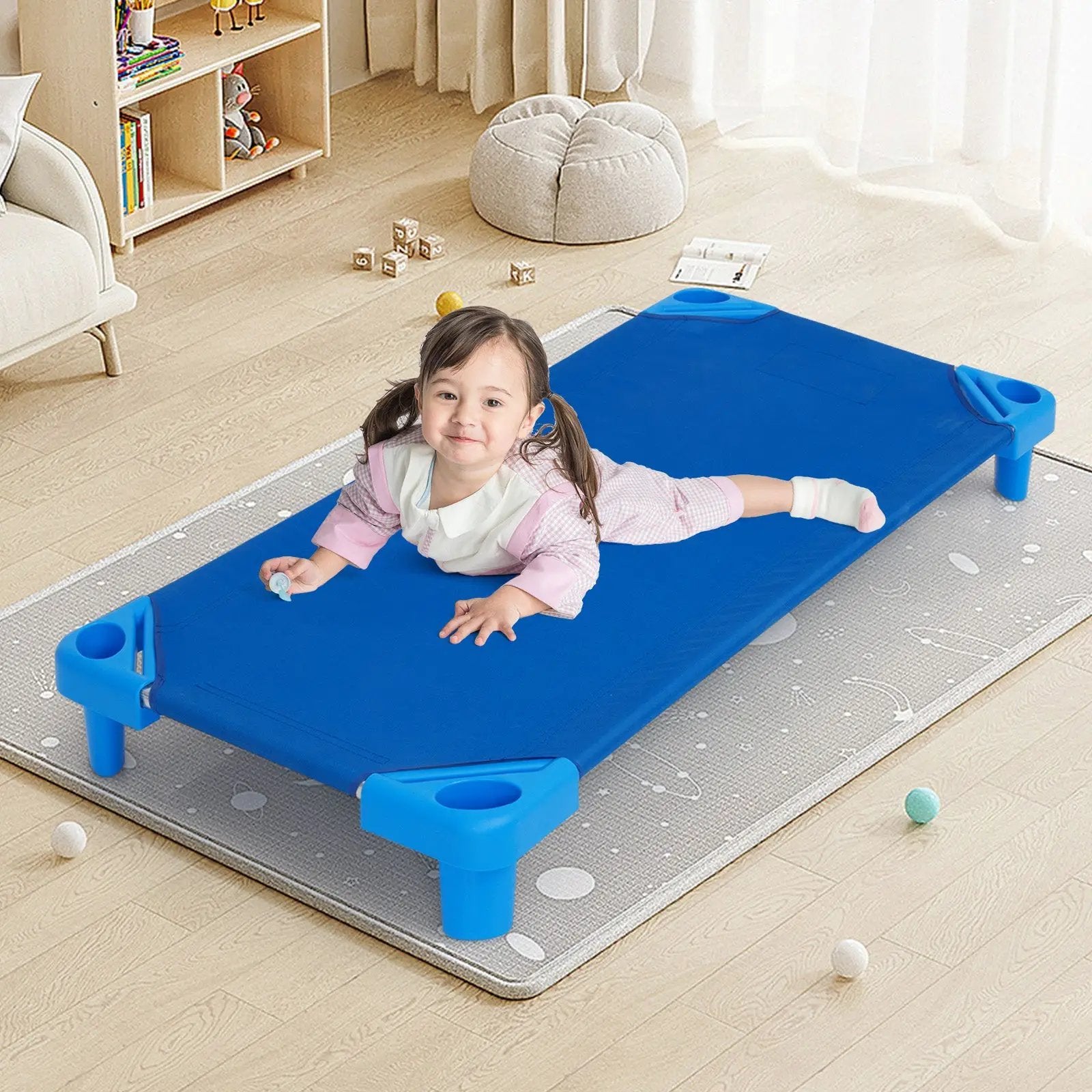 Kids Stackable Daycare Cot Pack of 6 with Detachable Oxford Cloth by DirectDeals