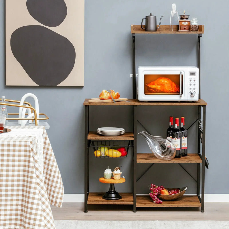 4 Tier Vintage Kitchen Baker's Rack Utility Microwave Stand-Coffee by DirectDeals