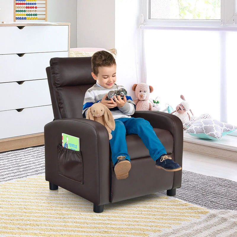 Ergonomic PU Leather Kids Recliner Lounge Sofa for 3-12 Age Group by DirectDeals