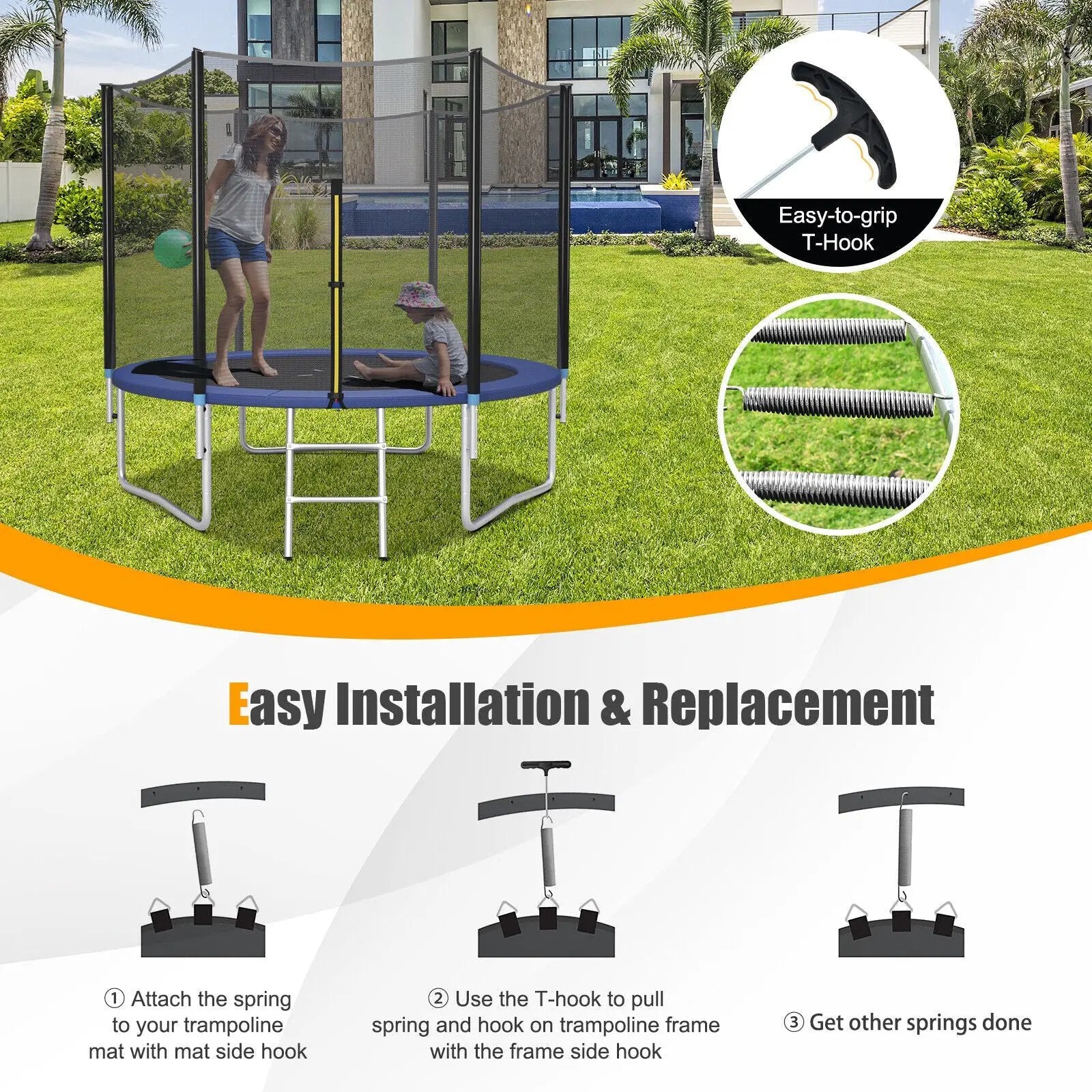 5.5 Inch Rustproof Galvanized Steel Replacement Trampoline Elasticity Springs by DirectDeals