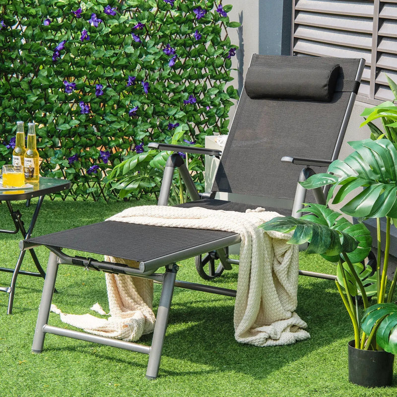 Adjustable Patio Folding Chaise Lounge Chair with Wheels by DirectDeals