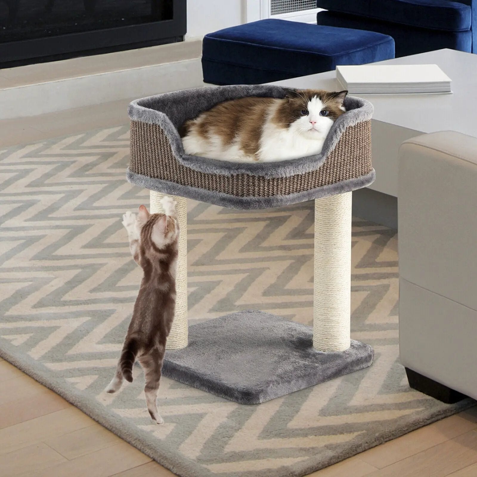 Multi-Level Cat Climbing Tree with Scratching Posts and Large Plush Perch by DirectDeals