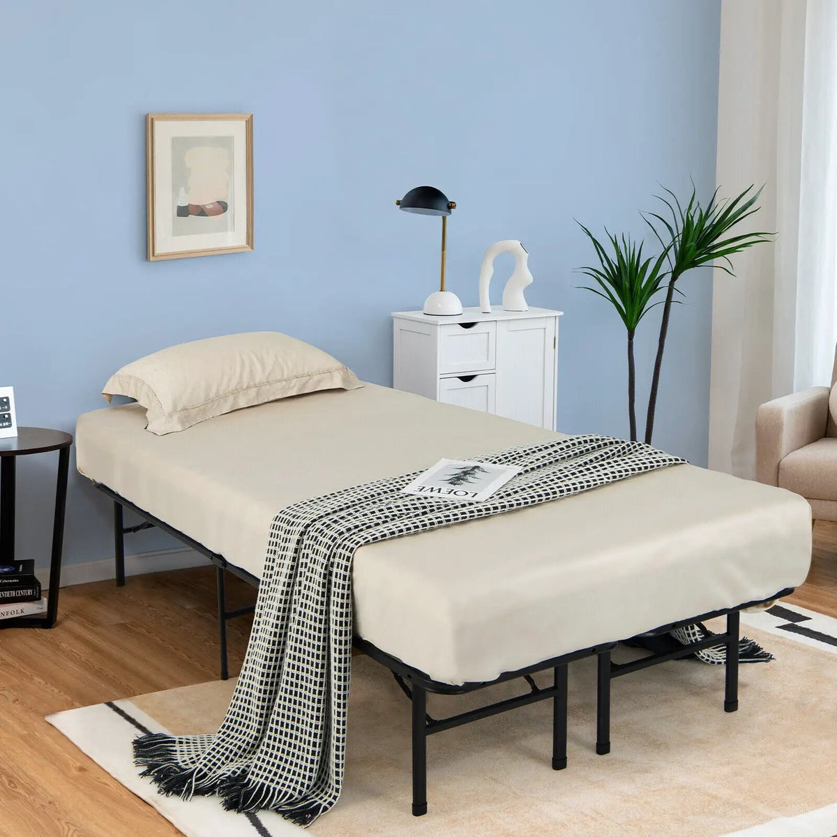 Full/King Size Folding Steel Platform Bed Frame for Kids and Adults