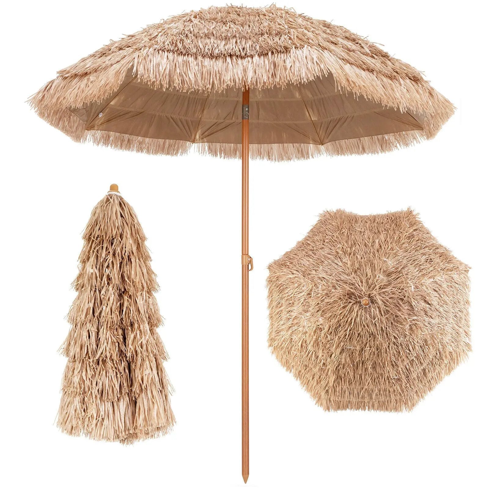 7.2 Feet Patio Thatched Tiki Umbrella Hawaiian Hula Beach Umbrella by DirectDeals