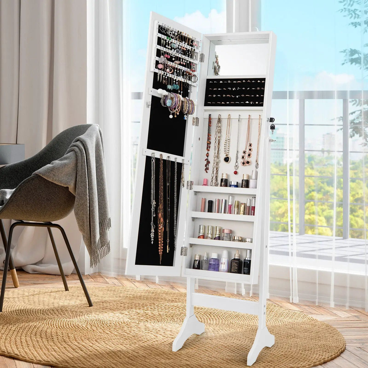 Standing Jewelry Cabinet with Full Length Mirror, photo 2 of 16