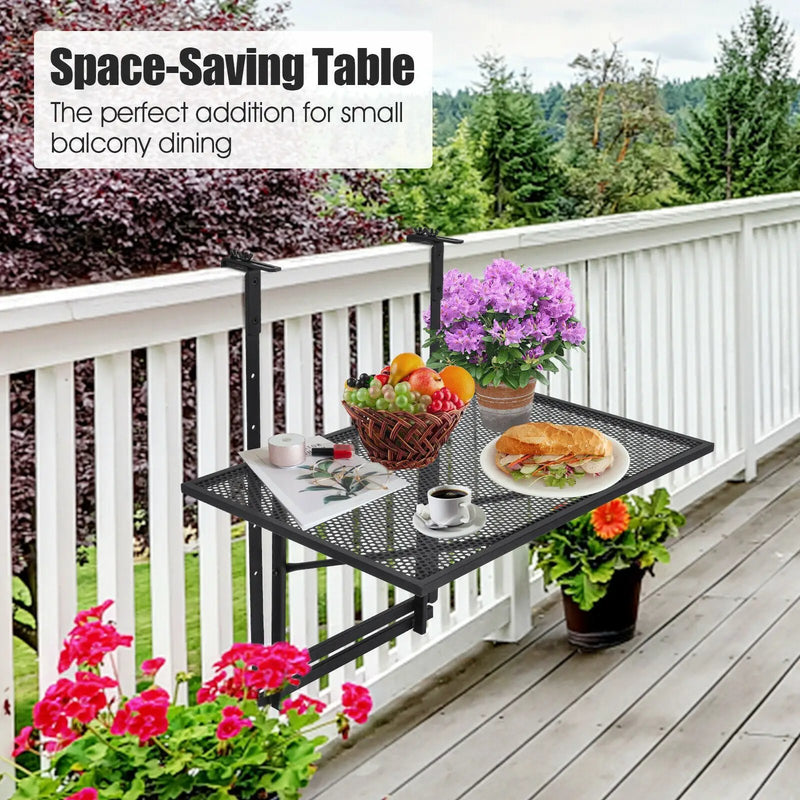 Railing Folding Table with 5-Level Adjustable Heights by DirectDeals