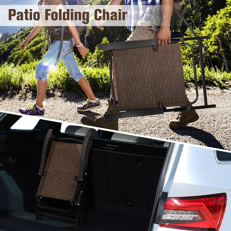 4 Pieces Folding Dining Chairs with Smooth Armrests and Sling Back by DirectDeals