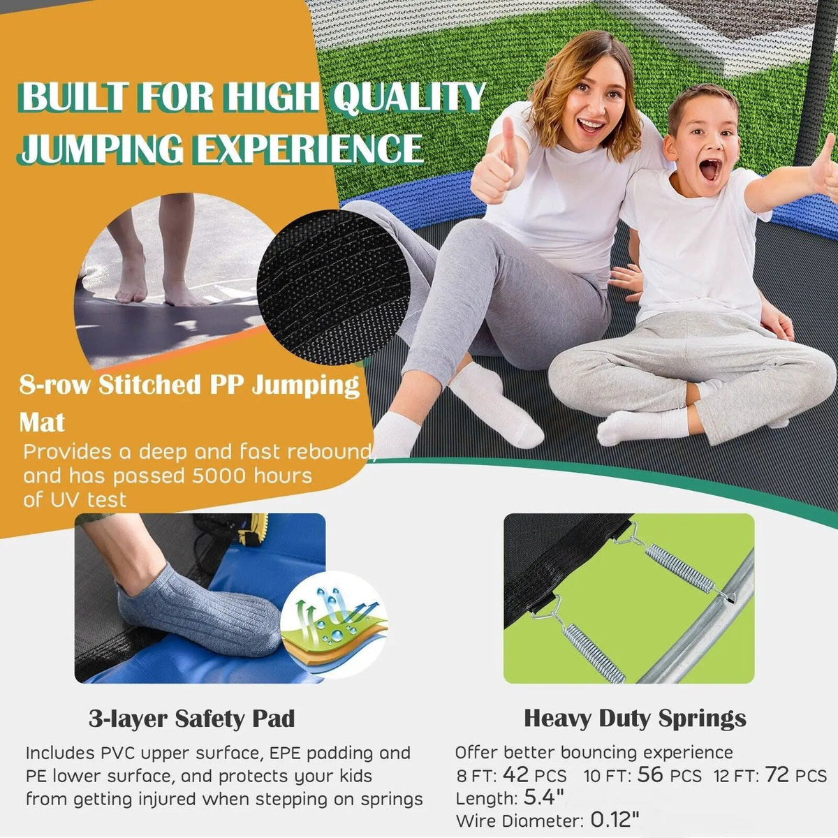 8/10 Feet Recreational Trampoline with Basketball Hoop, photo 16 of 24