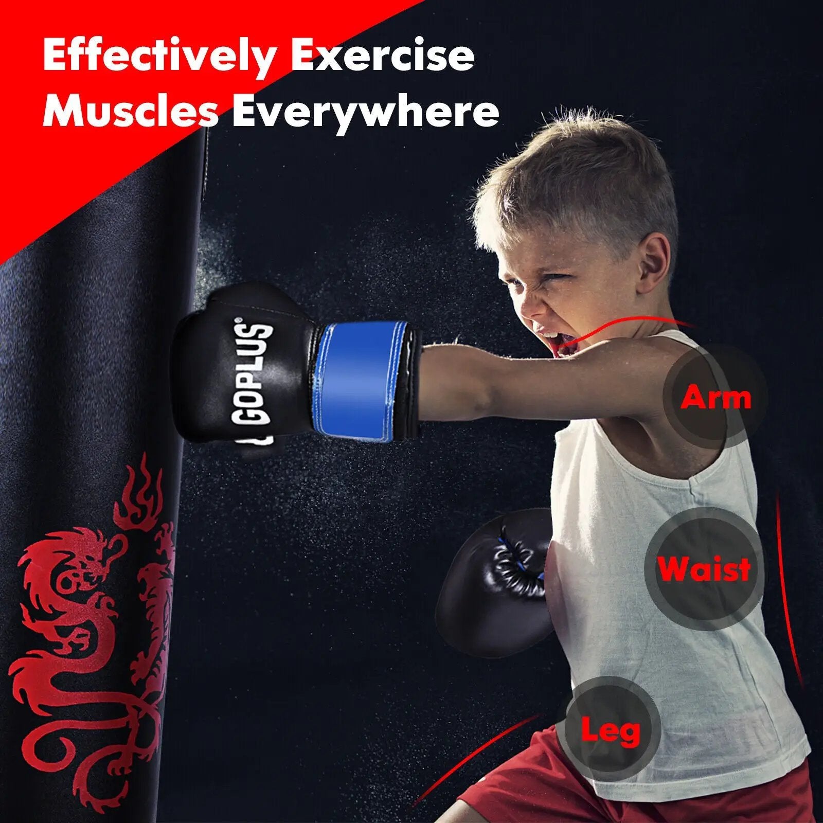 5 Pieces 40Lbs Filled Punching Boxing Set with Jump Rope and Gloves by DirectDeals