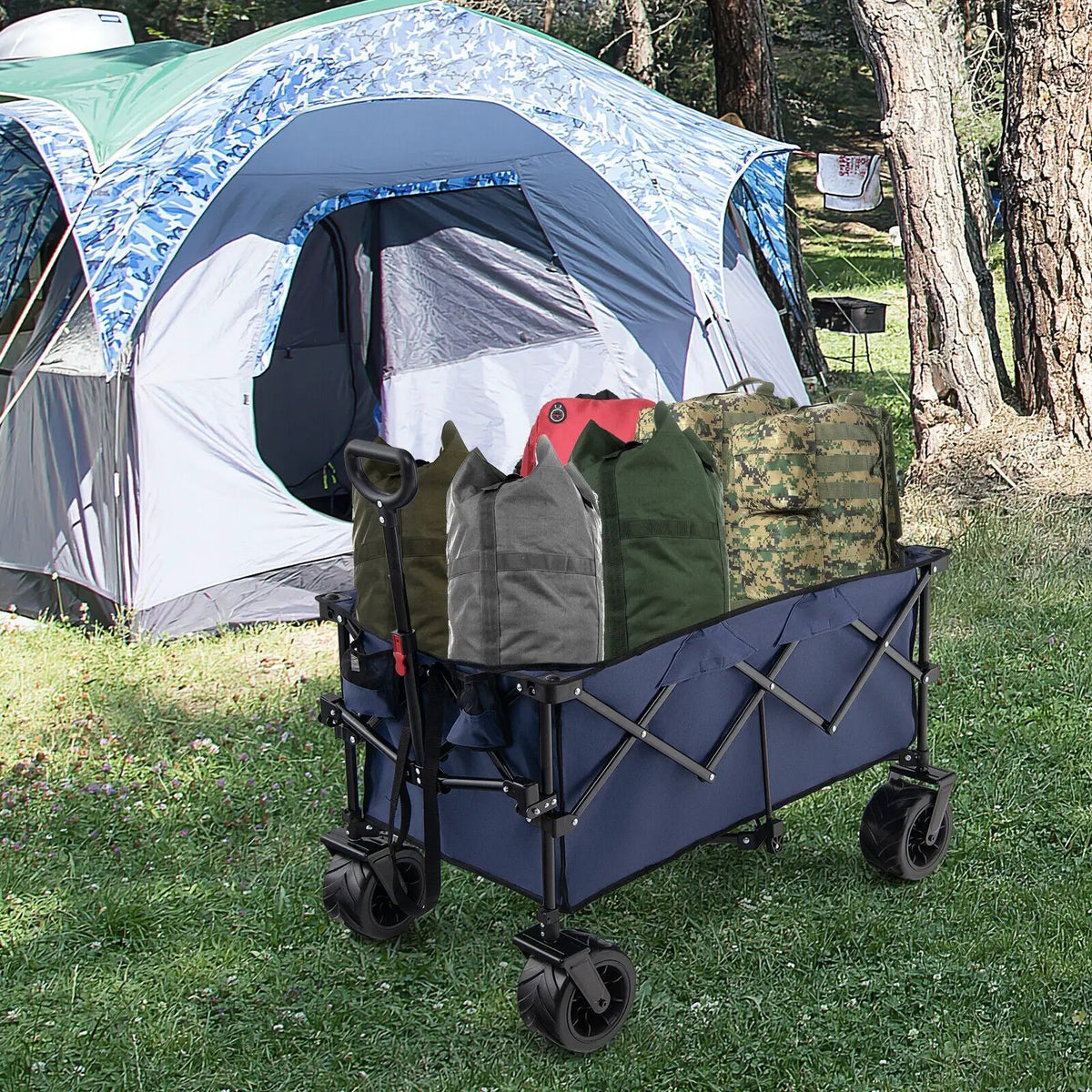 Folding Utility Garden Cart with Wide Wheels and Adjustable Handle, photo 12 of 16