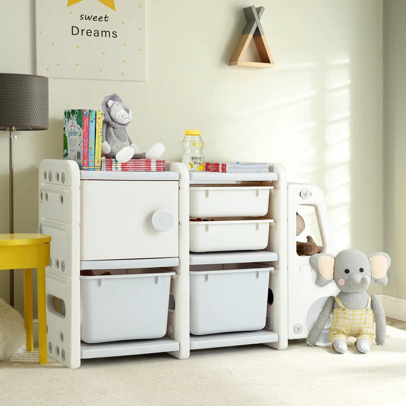 Toddler Truck Storage Organizer with Plastic Bins by DirectDeals