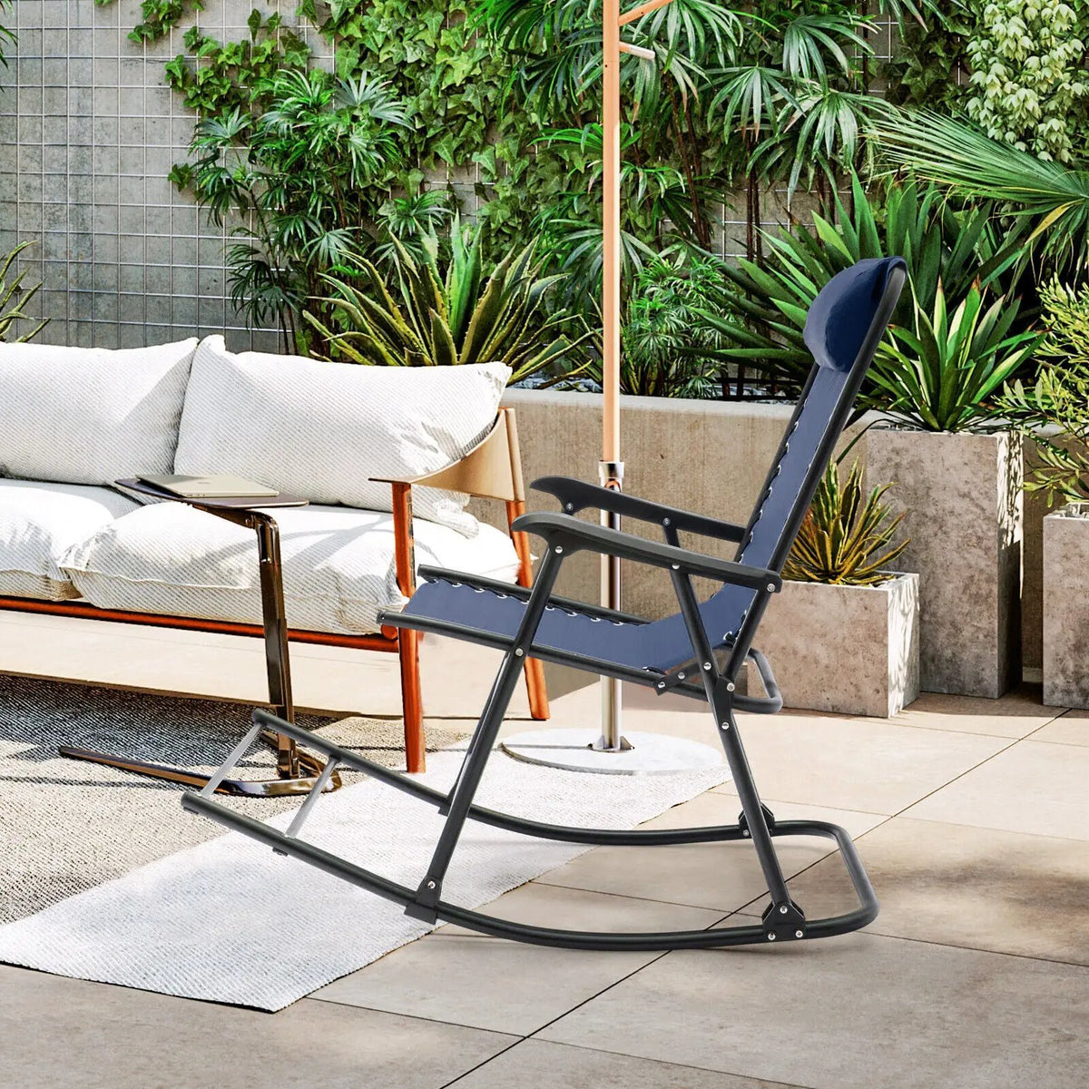 Outdoor Patio Camping Lightweight Folding Rocking Chair with Footrest, photo 8 of 40