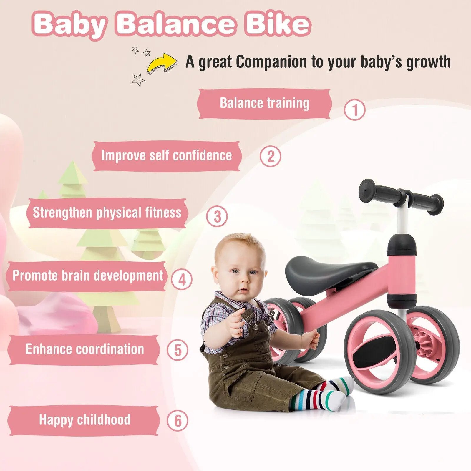 4 Wheels Baby Balance Bike Toy by DirectDeals