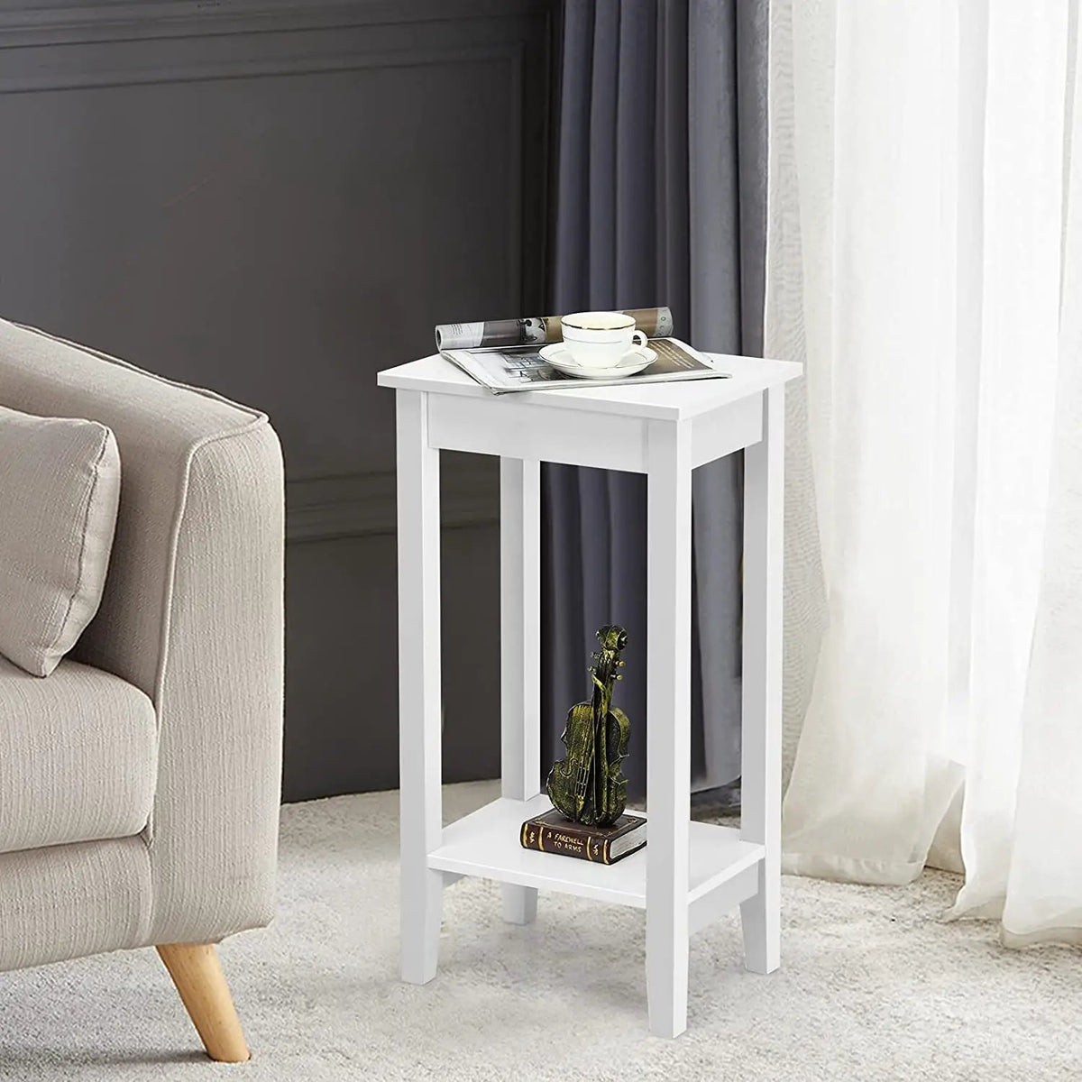 Set of 2 Versatile 2-Tier End Table with Storage Shelf, photo 2 of 8