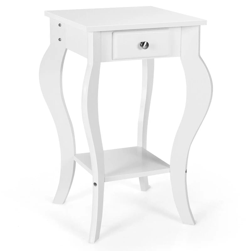 2-Tier End Table with Drawer and Shelf for Living Room Bedroom by DirectDeals