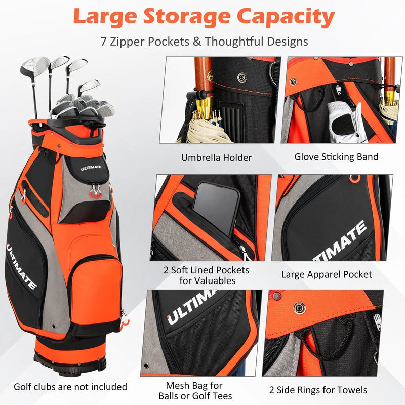 10.5 Inch Golf Stand Bag with 14 Way Dividers and 7 Zippered Pockets by DirectDeals