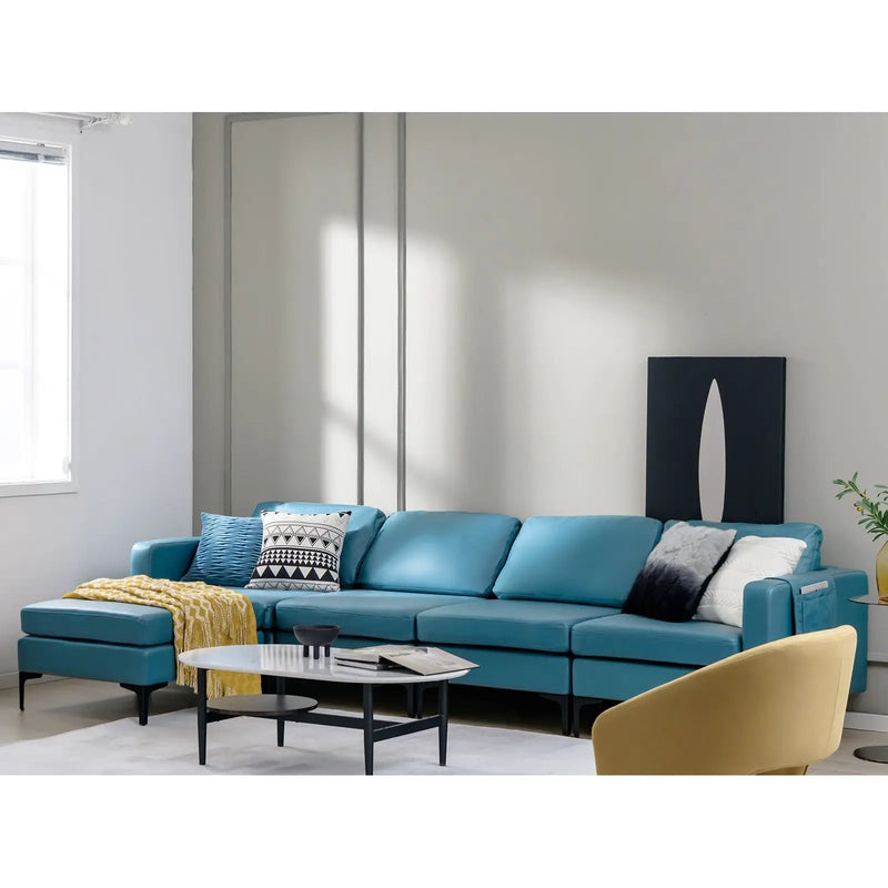 3-Seat Sectional Sofa Couch with Armrest Magazine Pocket and Metal Leg by DirectDeals