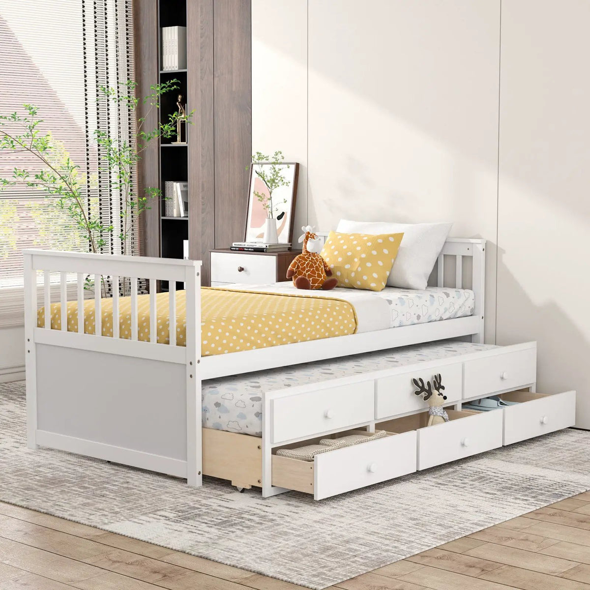 Twin Captain’s Bed with Trundle and 3 Storage Drawers