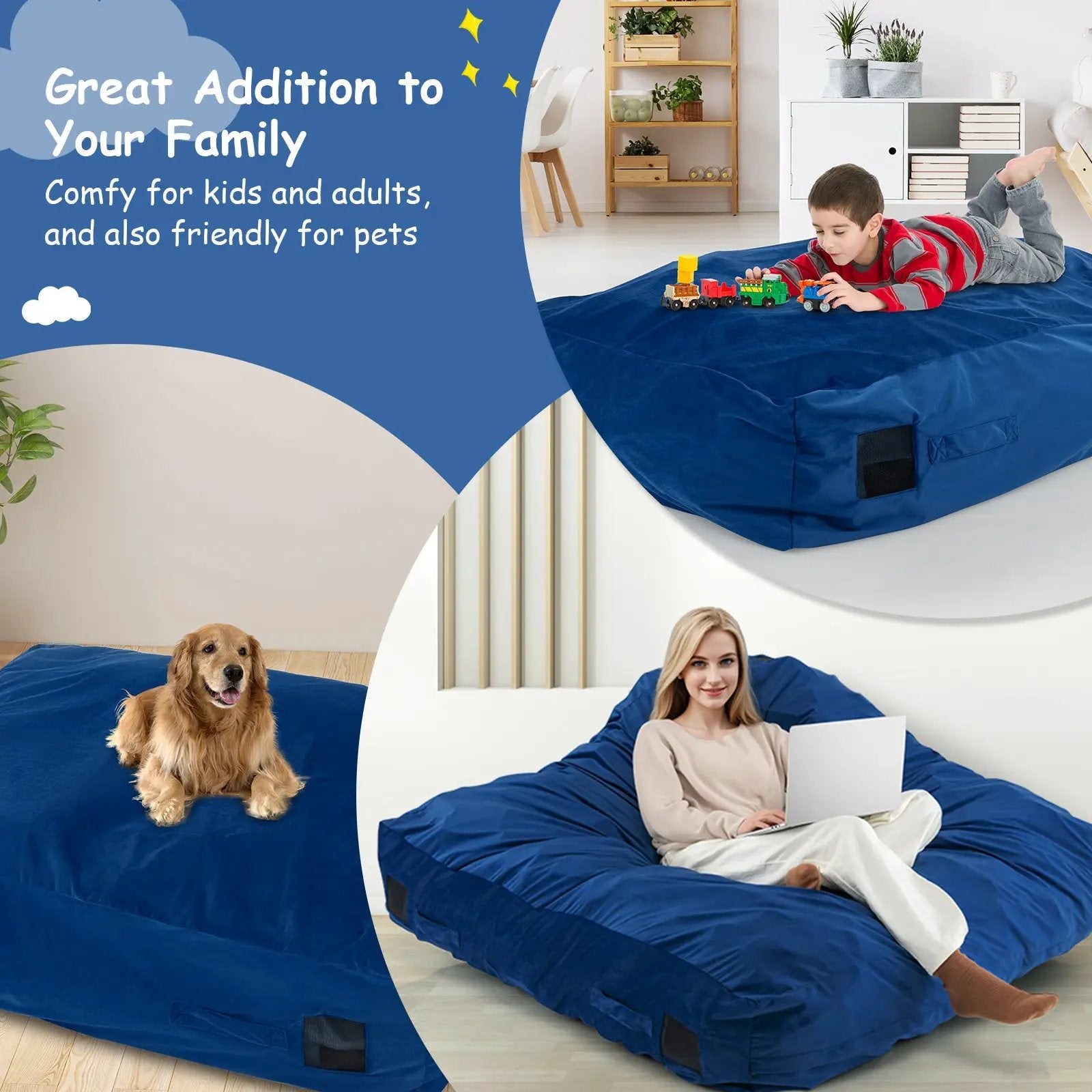 47 x 35.5 Inch Crash Pad Sensory Mat with Foam Blocks and Washable Cover by DirectDeals