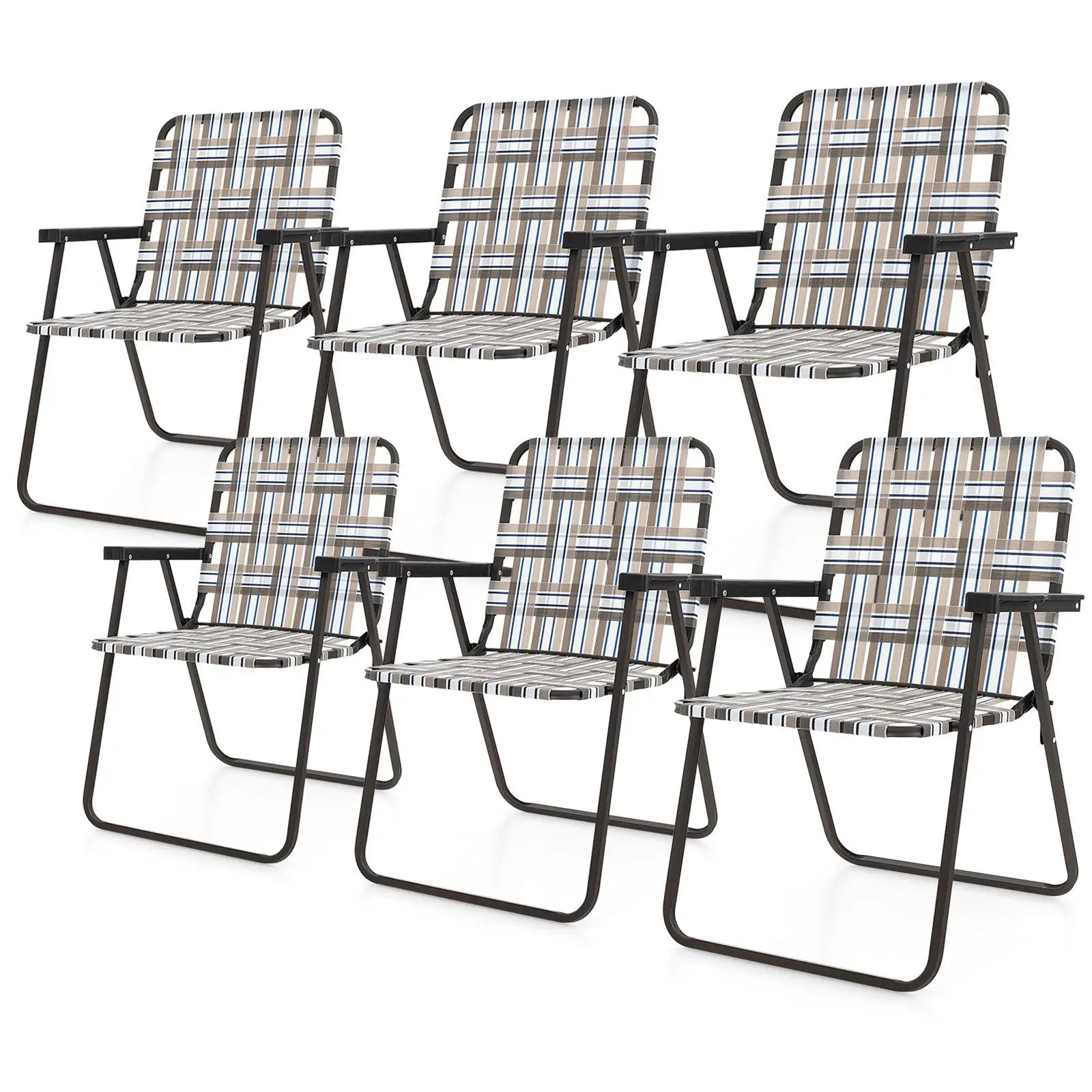 6 Pieces Folding Beach Chair Camping Lawn Webbing Chair by DirectDeals